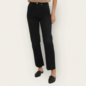 NA-KD High Waist Raw Hem Jeans Black EU 34 (XS)